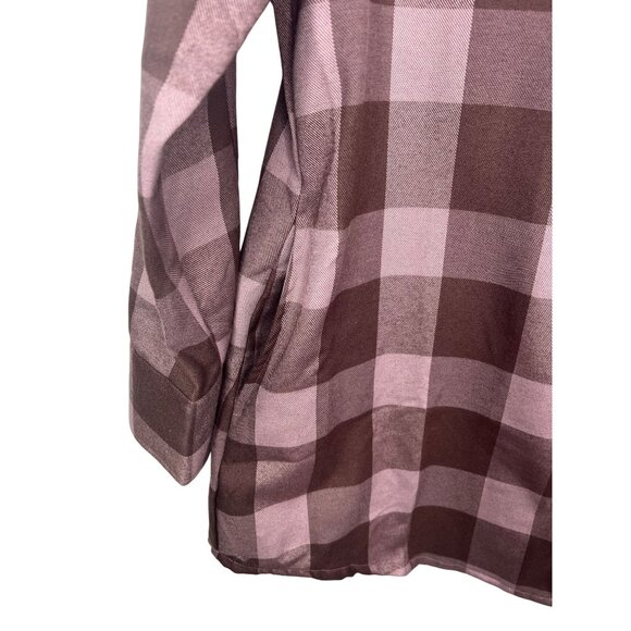 LuLaRoe Abigail Flannel Long-Sleeve Button-Up Plaid Shirt Pink/Brown Large - Picture 7 of 16